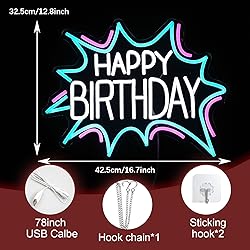 LIUOZHTEA Happy Birthday Neon Sign Dimmable