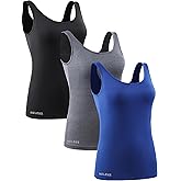 NELEUS Women's 3 Pack Compression Tank Top Support Yoga Bra with Cups Athletic Running Shirts