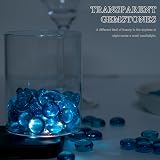 Meschett 50Pcs Mini Glass Gems Sea Blue Flat Bottom Marbles 1.3-1.8cm view 6