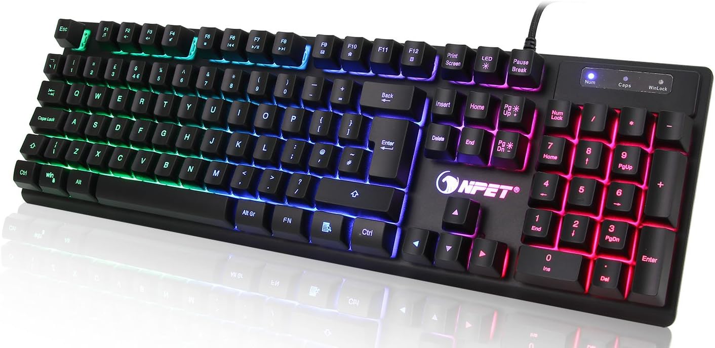 NPET K10 Wired Backlit Floating Gaming Keyboard UK Amazon.co.uk