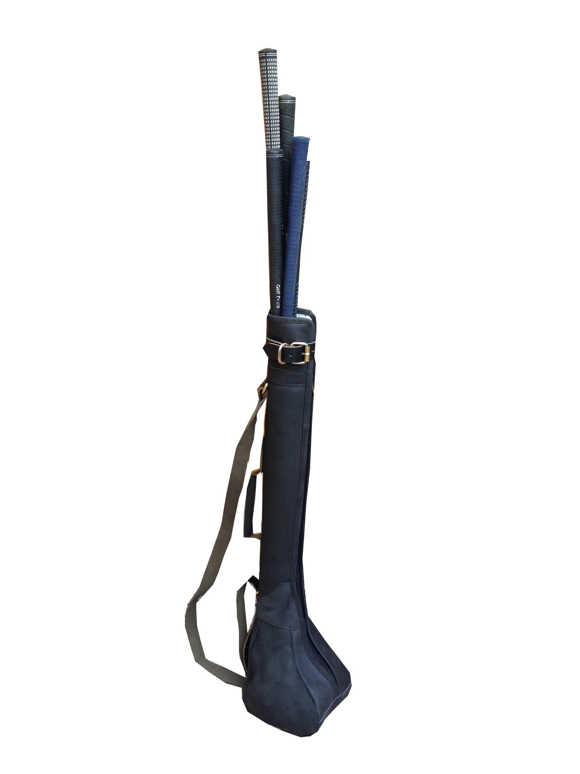 John Shooter Leather Golf Club Bag Golf Range Pencil Bag Lambs Wool Lined (Black)