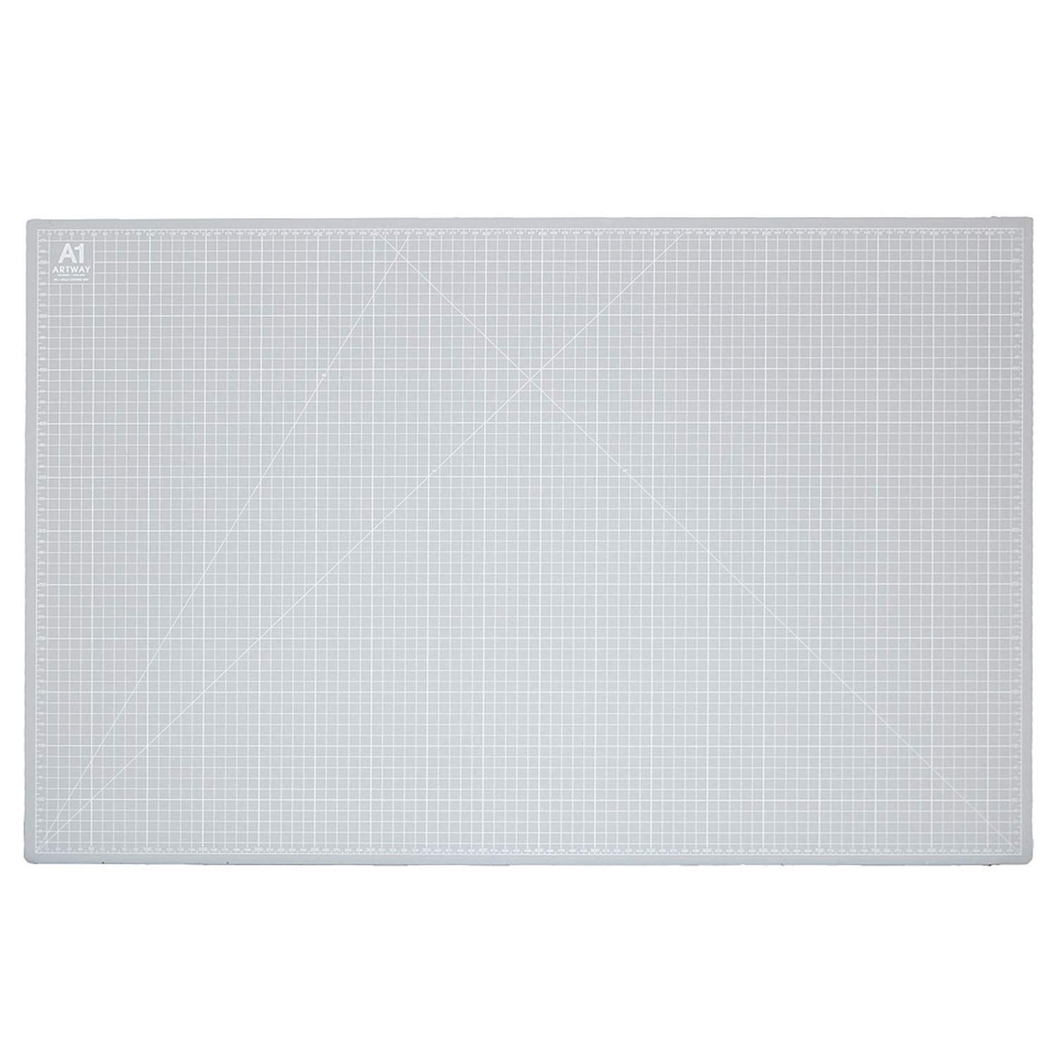 Artway A1 Cutting Mat – Self Healing – Double Sided - Grid Markings in Centimetres/Inches, White,grey