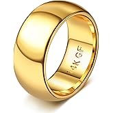 Florideco 14K Gold Filled Ring for Women Men Thick Thin Pinky Thumb Ring Wedding Band Ring Non Tarnish Plain Domed Comfort Fit Size 6 to 10