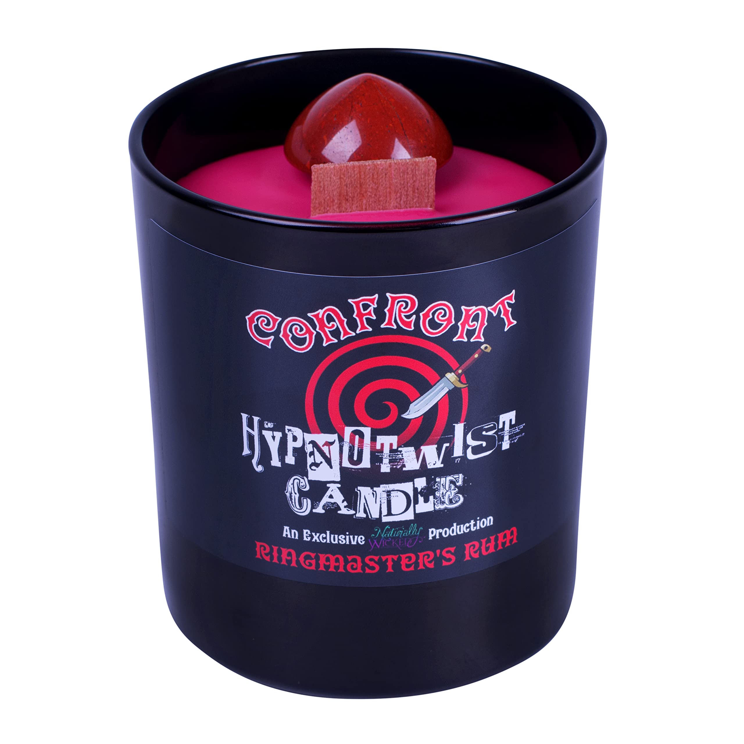 Naturally Wicked Hypnotwist Confront Candle | Hypnotic Crystal Spell Candle | Inc Crystal Spinning Top