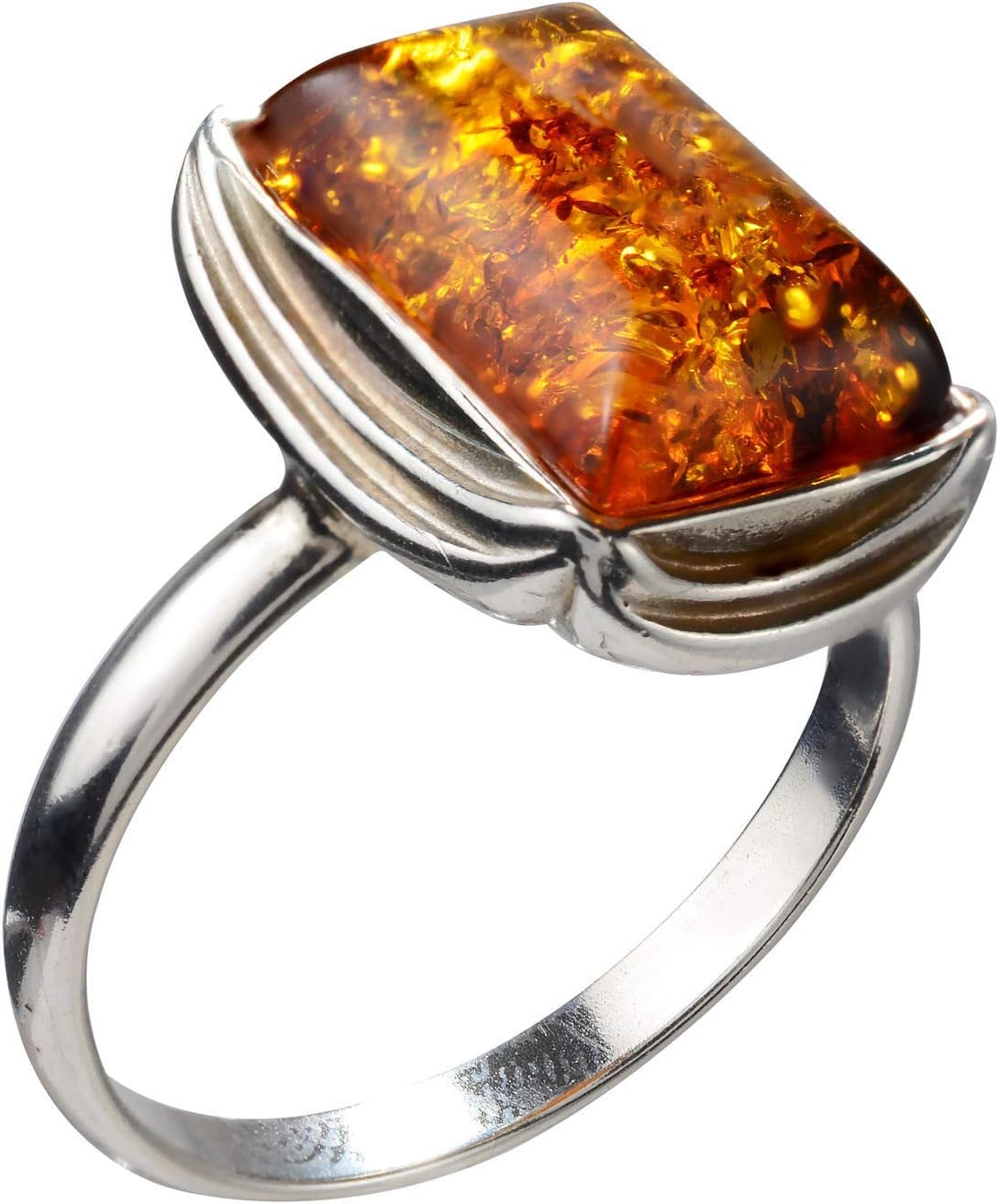 Sterling Silver and Baltic Honey Amber Ring Cora
