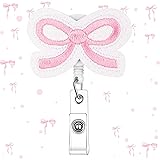 Wavwavw 1 Pcs Pink Bow Badge Reel Coquette