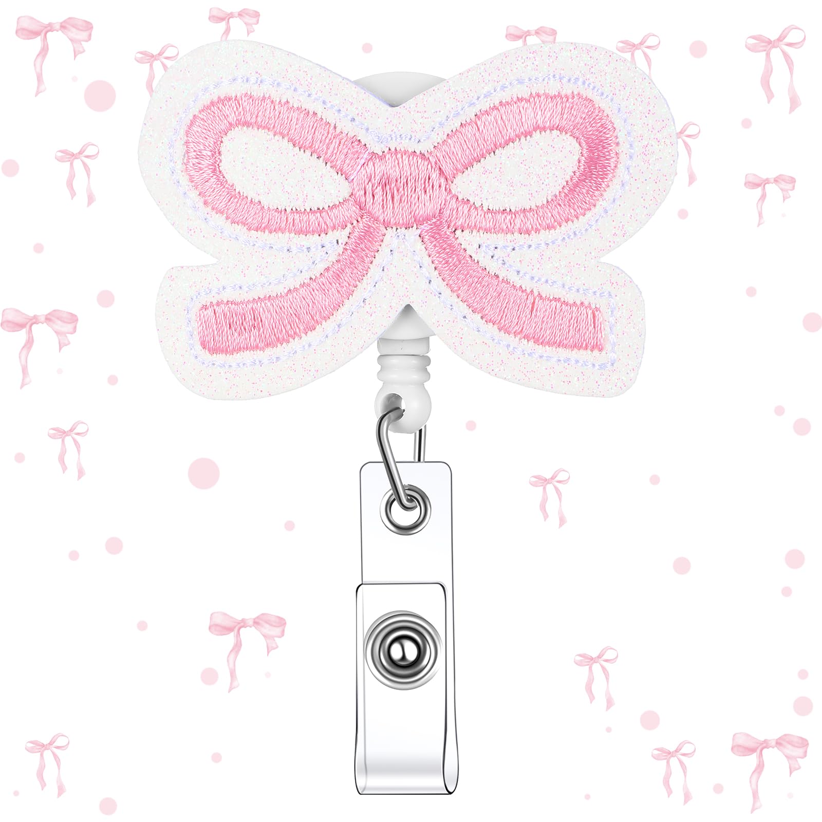Wavwavw 1 Pcs Pink Bow Badge Reel Coquette