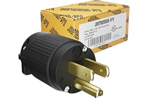 Journeyman-Pro 515PV 15 Amp 120-125 Volt, NEMA 5-15P, 2Pole 3Wire, Straight Blade, Male Plug Replacement Cord Outlet, Commercial Grade PVC Black (Black 1-Pack)