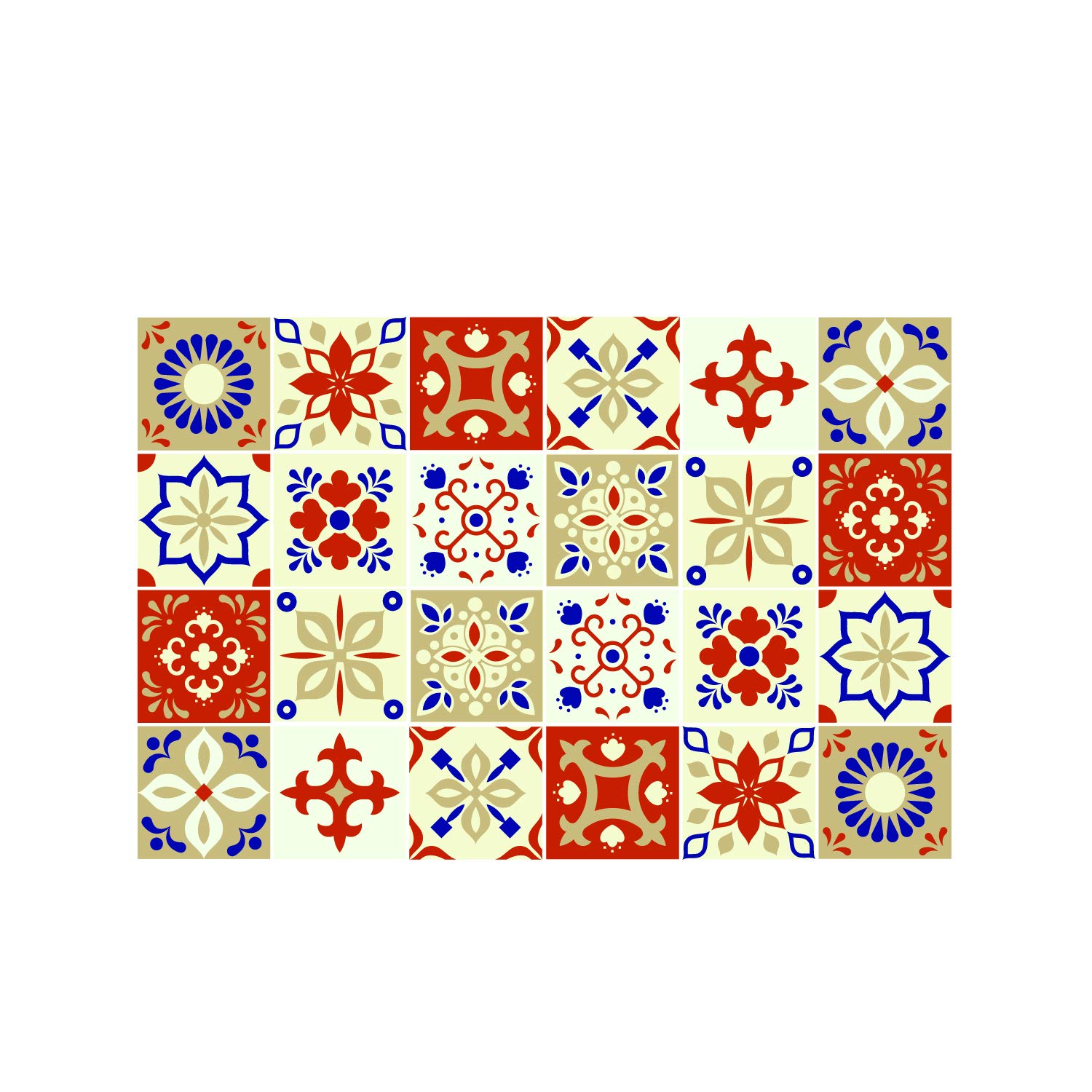 Bahia Burnt Orange and Beige Moroccan Wall Tile Sticker Set - 15 x 15 cm (6 x 6 in) - 24 pcs, DIY Art, Home Decorations, Decals, Kitchen Decor, Bathroom Ideas