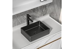 Fulorni 16"x12" Bathroom Vessel Sink Rectangular - Gunmetal Black NANO-PVD, 16 Gauge 304 Stainless Steel, Above Counter Rectangle Modern Vanity Lavatory Bath Sink Basin