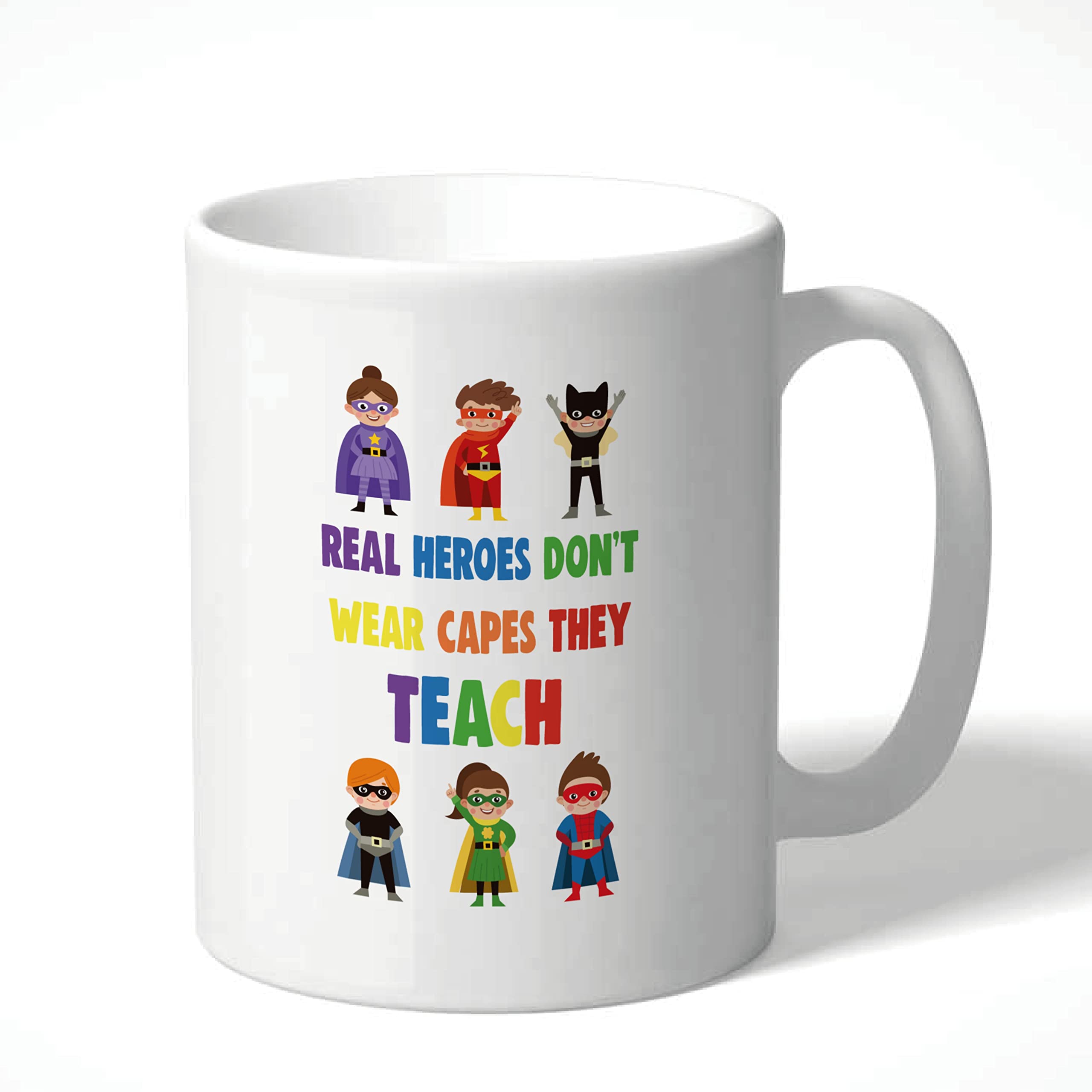 Cheeky Chops Novelty Gift Mug Birthday Gift for Him Her Mug Joke Humour - Teacher Mug Real Heroes Don't Teach They wear Capes - KMUG21