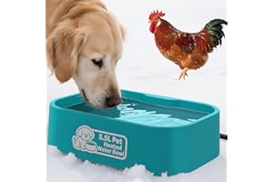 IPOW Pet Heated Water Bowl - 5.5L Extra-Large Rectangular Outdoor Durable Outdoor Dog Bowl with Anti-Chew Cord, Keep Water Warm at 77-95℉ for Cats & Dogs, BPA-Free, Spill-Proof, Blue