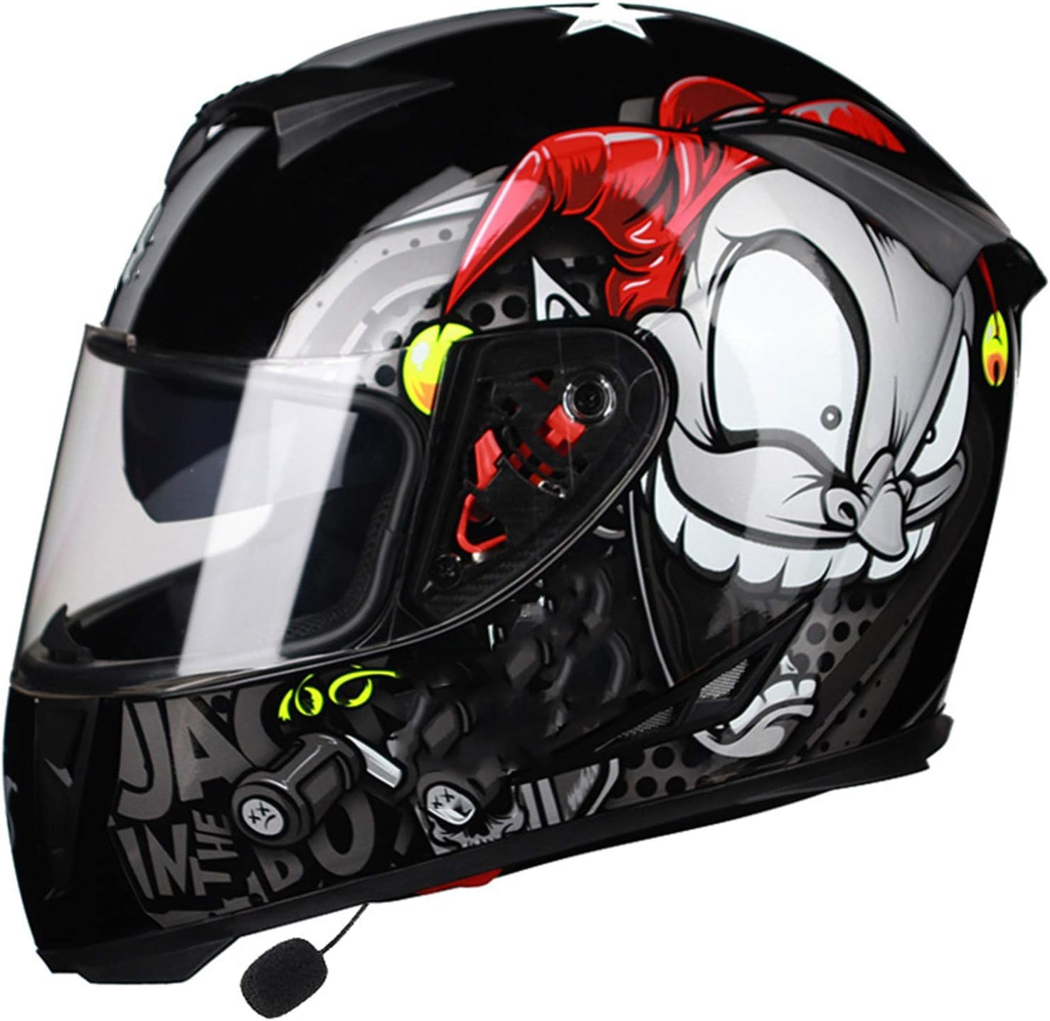 Motorbike Bluetooth Helmet Modular Motorcycle Helmet Speaker Headset Noise-Free,Automatic Answering Full-Face Flip-Type Dual-Lens Smart Bluetooth Motorcycle Helmet DOT Approved J,L(59~60CM)