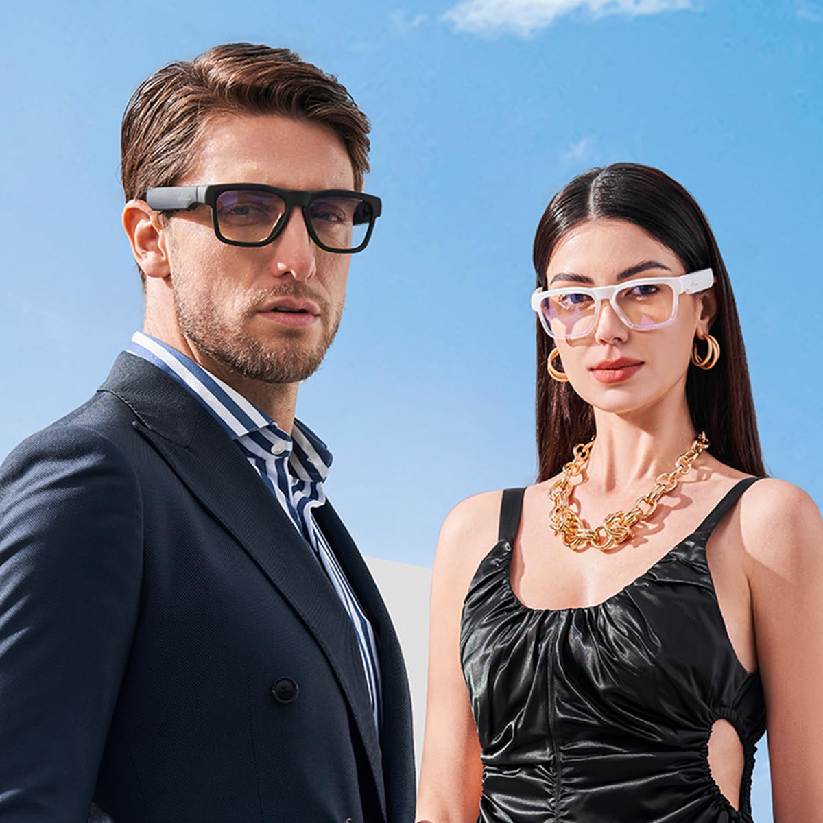 OhO Smart Glasses,32G MP3 Bluetooth Sunglasses with Open Ear Speaker Headphone, Indoor&Outdoor Sports,Polarized UV Protection,For Men Women