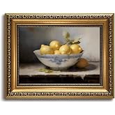 LHHJDIO Vintage Gold Framed Wall Art Farmhouse Lemons Canvas Wall Art Antique Still Life Fruit Picture Wall Decor Rustic Kitchen Art Prints for Dining Room 8
