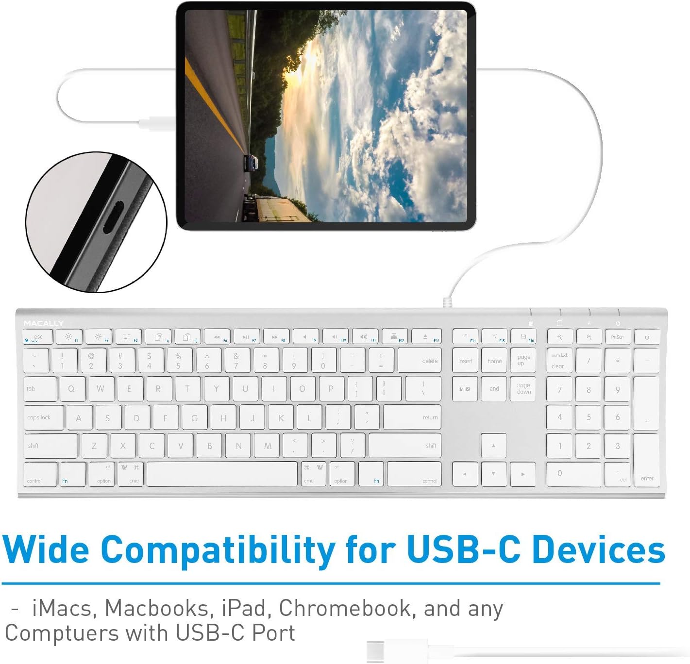Macally Wired USB-C Keyboard image 2