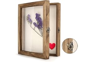 TJ.MOREE Shadow Box Frame 8 x 10 Shadowbox Display Case Picture Frame with Linen Back Memorabilia Bouquet Medals Military Photos Memory Box