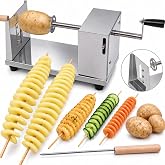 Twisted Potato Slicer,Cortador de Papas en Espiral Tornado Curly Fry Cutter | Stainless Steel Skewers, Manual Spiral French Fries Cucumbers Carrots DIY BBQ Slicer with Reusable Stick