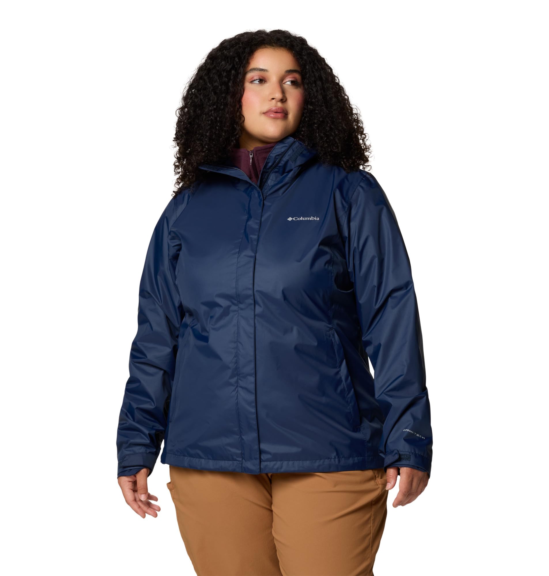 Columbia Womens Arcadia II Waterproof Rain Jacket, Collegiate Navy, 2X Image