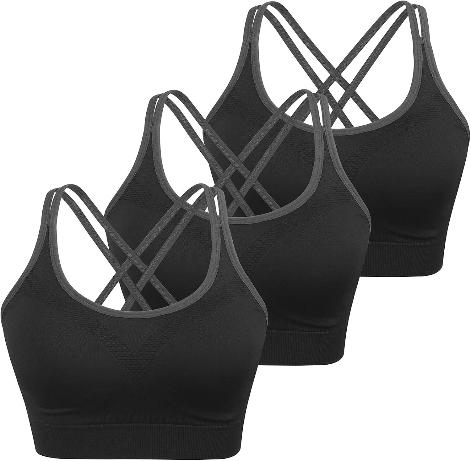 Strappy Women's Sports Bra Cross Back Tops for Running Fitness Removable Padded Workout Yoga