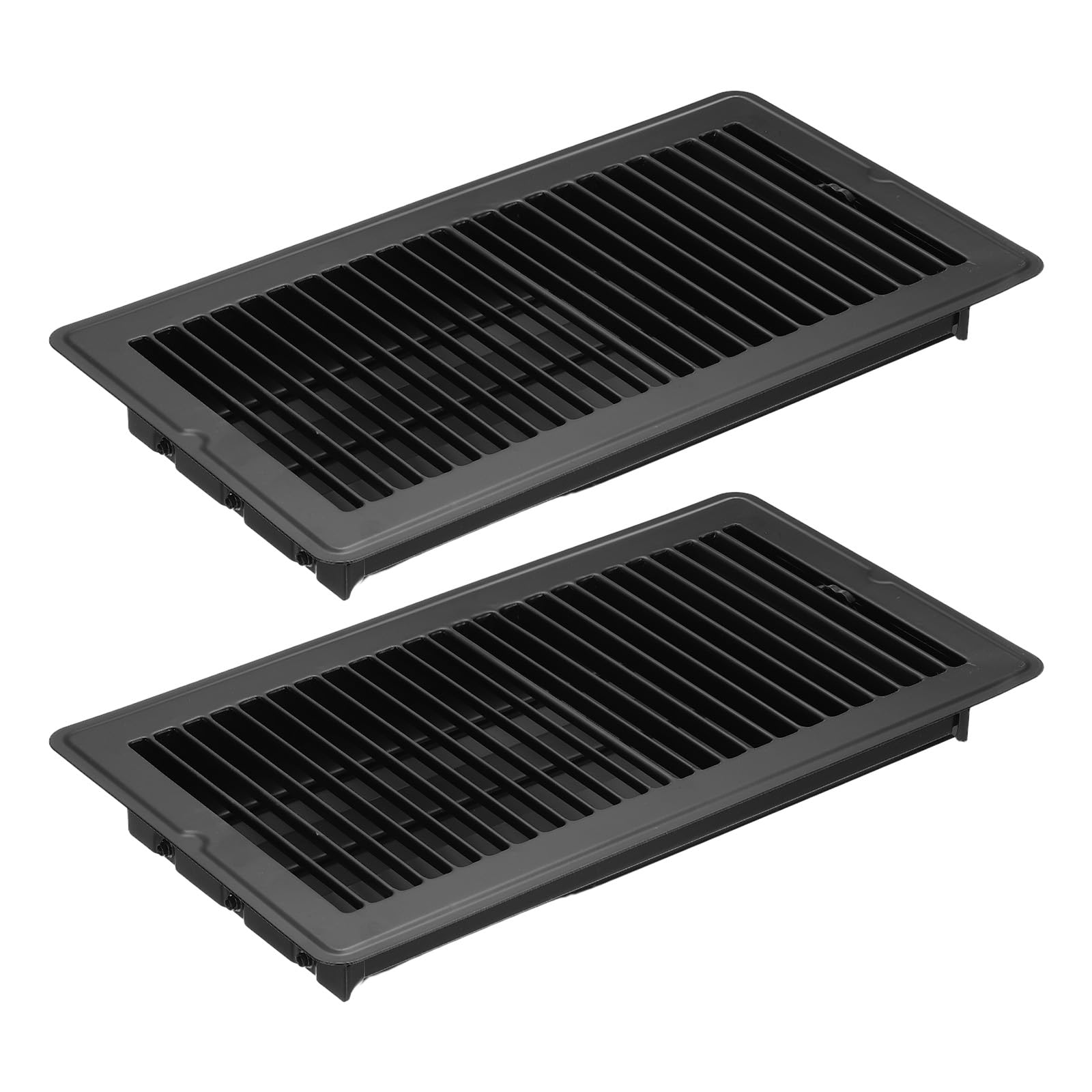PATIKIL 12 x 6 Inch Floor Register, 2pcs Heavy Duty Air Vent Cover Steel Adjustable Decor Vents Easy Adjust Floor Grates for Sidewall Home Office, Black