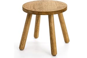 YOUEON 12 Inch Round Solid Wooden Step Stool, Non-Slip One Step Stool for Adults, Holds up to 300 Lbs, Portable & Sturdy, Foo