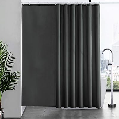 Furlinic Extra Wide Shower Curtain 244x200cm with 16 Hooks Polyester Dark Grey