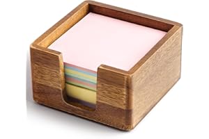 SWKHDKX Acacia Wood Sticky Note Holder, Post It Note Dispenser for Office Desk, 3x3 Sticky Notes Organizer, Wooden Memo Pad Holder for Desk Home Accessories, No Pads Included (Sticky Note Holder)