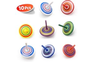 AP ARTSPER Wood Spinning, Multicolored Painted Kids Novelty Wooden Gyroscopes, Fun Flip Tops, Assorted Standard Tops, Kindergarten Education Toys - Party Favors, Prize, Great Gift, 10 Pcs/Set (Colorful)