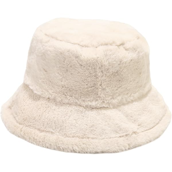 Umeepar Winter Faux Fur Fuzzy Bucket Hat Fluffy Warm Hat for Women