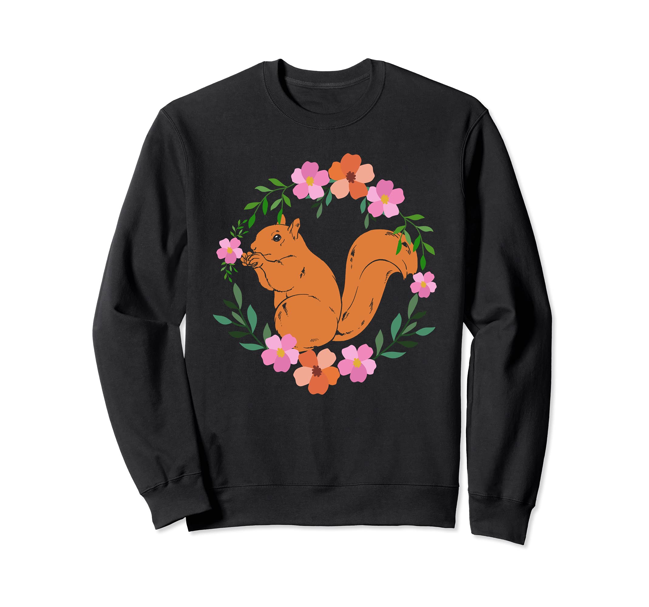 Forest Animal Lover Flowers Wildlife Nature Floral Squirrel Sweatshirt