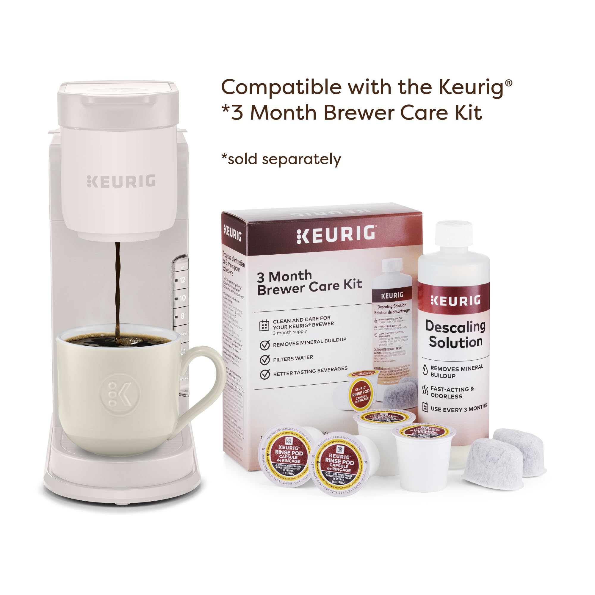Keurig K-Express Cafetera de cápsulas K-Cup de una sola porción, 3 tamaños de preparación, función de botón fuerte, depósito extraíble de 42 oz, piedra cálida