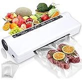 Food Vacuum Sealer Machine,Dry/Wet Modes,75KPA Strong Suction,Compact Household Vacuum Sealer,Digital Countdown Timer,Includes 20 Vacume Sealed Bags,for Home Kitchen Use,Restaurant Food Storage