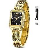 OLEVS Gold Watches for Women Square Luxury Business Rectangle Ladies Watches for Woman with Date Water Resistant Ladies Watch for Small Wrists Reloj para Mujer Diamond Blue/Green/Black/White/Gold