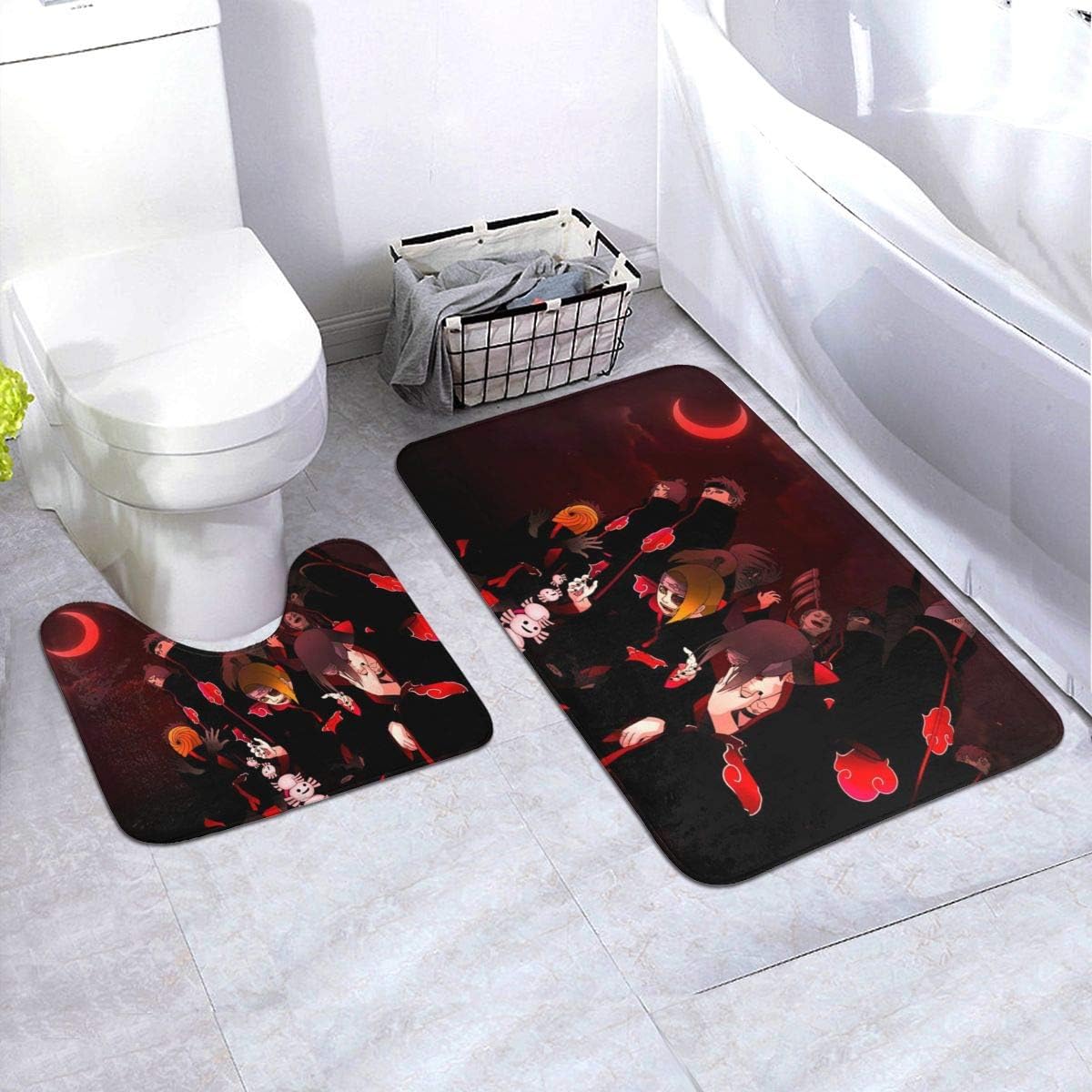 Amazon Com Japan Anime Naruto Akatsuki Bathroom Rugs Anti Slip Pad Thick Soft Super Water Absorption Bath Mat U Shaped Mat Pieces Set Perfect Bathroom Antiskid Carpet Kitchen Dining