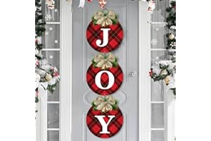 OUMUAMUA Buffalo Plaid Christmas Wreaths for Front Door - 3pcs Rustic Christmas Decor Joy Signs Wreaths for Door Holiday Xmas Garage Door Wall Decorations Indoor Outdoor