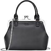 GM LIKKIE Kiss Lock Purses and Handbags, Vintage PU Leather Clutch Purses for Women, Top Handle Evening Handbag