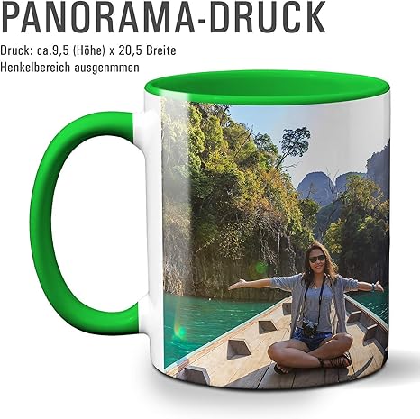 Isonio Fototasse Mit Eigenem Foto Und Text Bedrucken Lassen Randlos Und Panoramadruck Blau Erhaltlich Amazon De Kuche Haushalt