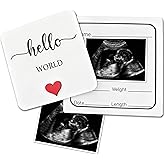 BGFMVS Baby Announcement Sign, Ultrasound Picture Frame Wooden Surprise Box, Hello World Newborn Sign, Birth Announcement Gifts, Pregnancy Reveal to Grandparents, Husband, Friends, Auntie, Uncle