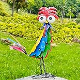 Natelf Outdoor Wacky Metal Rooster Yard Statue Decoration Roosters Decor Garden Statues Chicken Figurine Outside Decorations for Courtyard