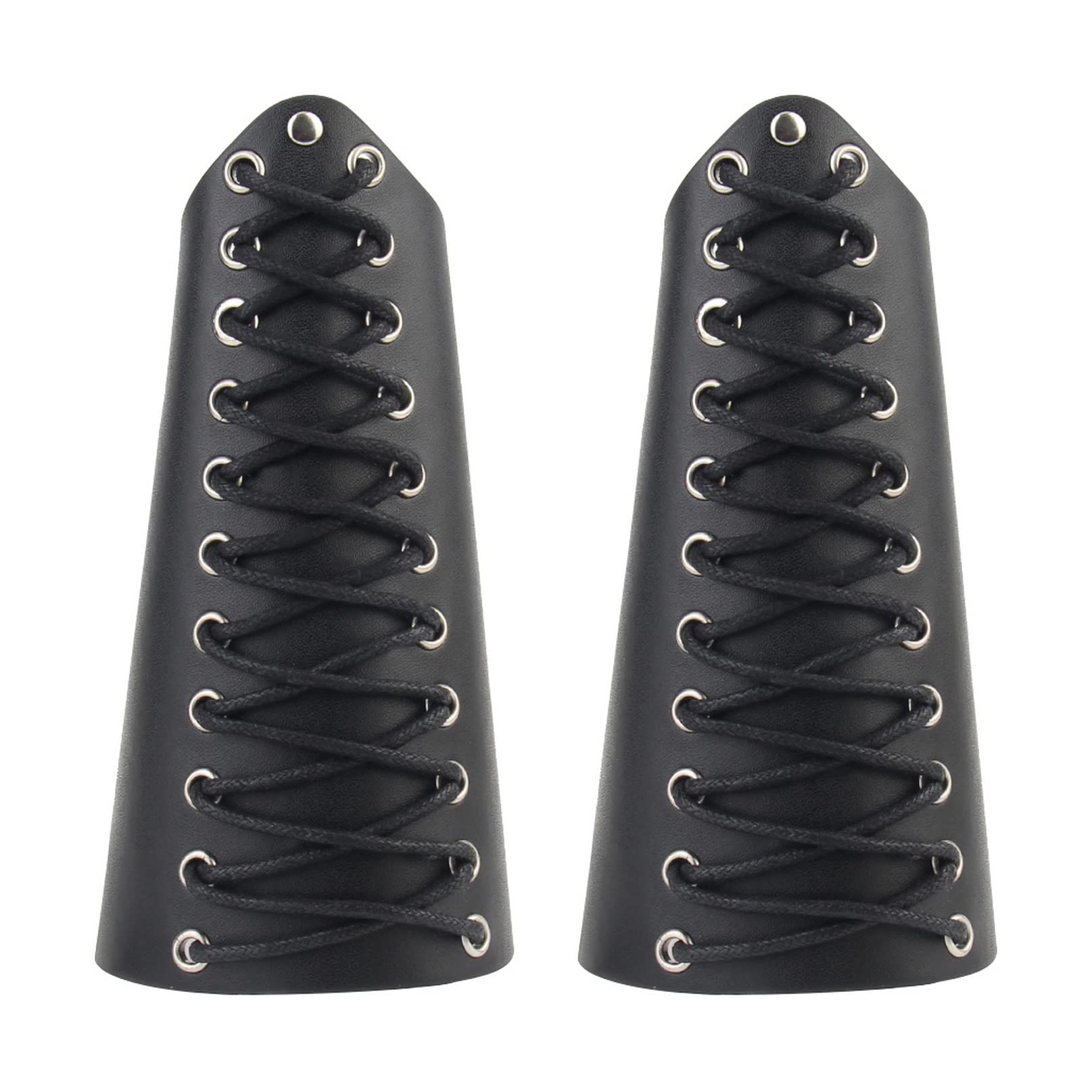 Leather Arm Gauntlets Viking Bracer Leather Wristband Medieval Costume Men Wide Knight Cuffs Viking Archery Guards Adjustable Wrist Guard for LARP, Cosplay Costume (Black)