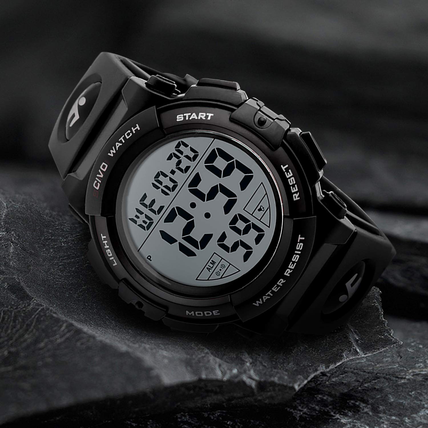 Mens Digital Sports Military Watches Big Numbers 50M Waterproof Simple