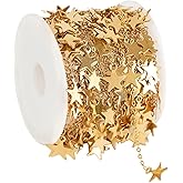 UMAOKANG 16.4 Feet Gold Plated Stainless Steel Chain for Jewelry Making Dangling Star Chains Bulk on Spool