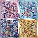 4 Pc Set Large 35 × 35 inches Satin Square Scarves Neck Hair Head Scarf Bundle (Set P)