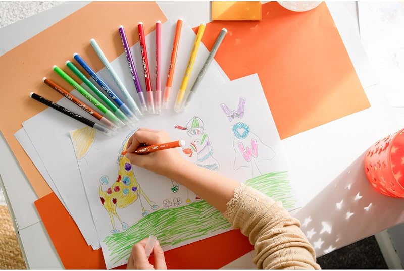 , Kid Couleur, Rotuladores Lavables para Niños,Ideales para Material Escolar, Punta Media Resistente, Colores Brillantes e intensos, Caja de 24 uds