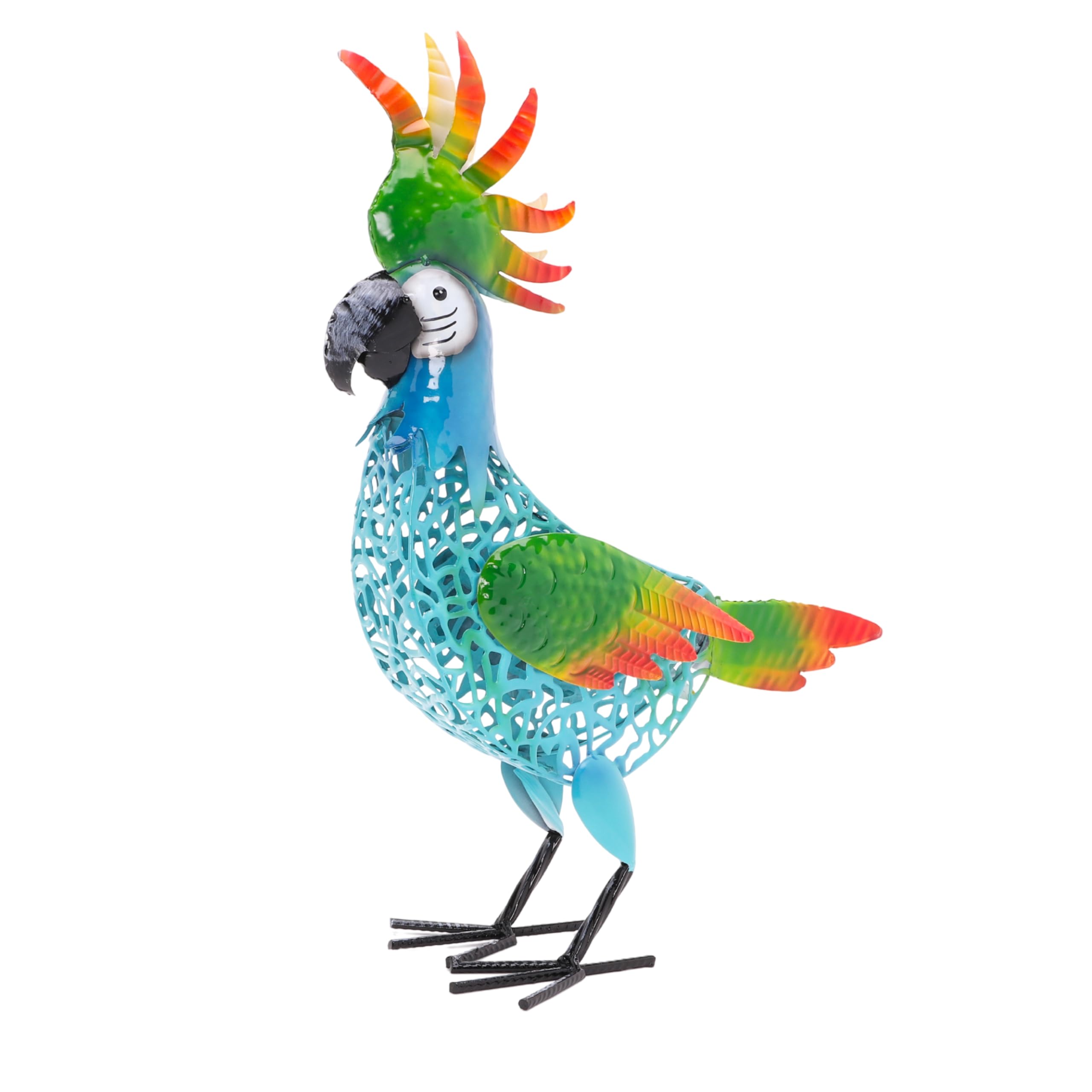 Christmas Concepts® 51cm (20'') Metal Standing Parrot Ornament Sculpture- Metallic Design - Indoor/Outdoor Garden Decoration