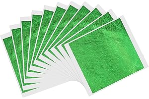 KINNO Green Gold Leaf Sheets, 100 pc Green Gilding Foil for Art Nail Decoration, Painting, Ceiling, Arts Crafts, Furniture, Accessories