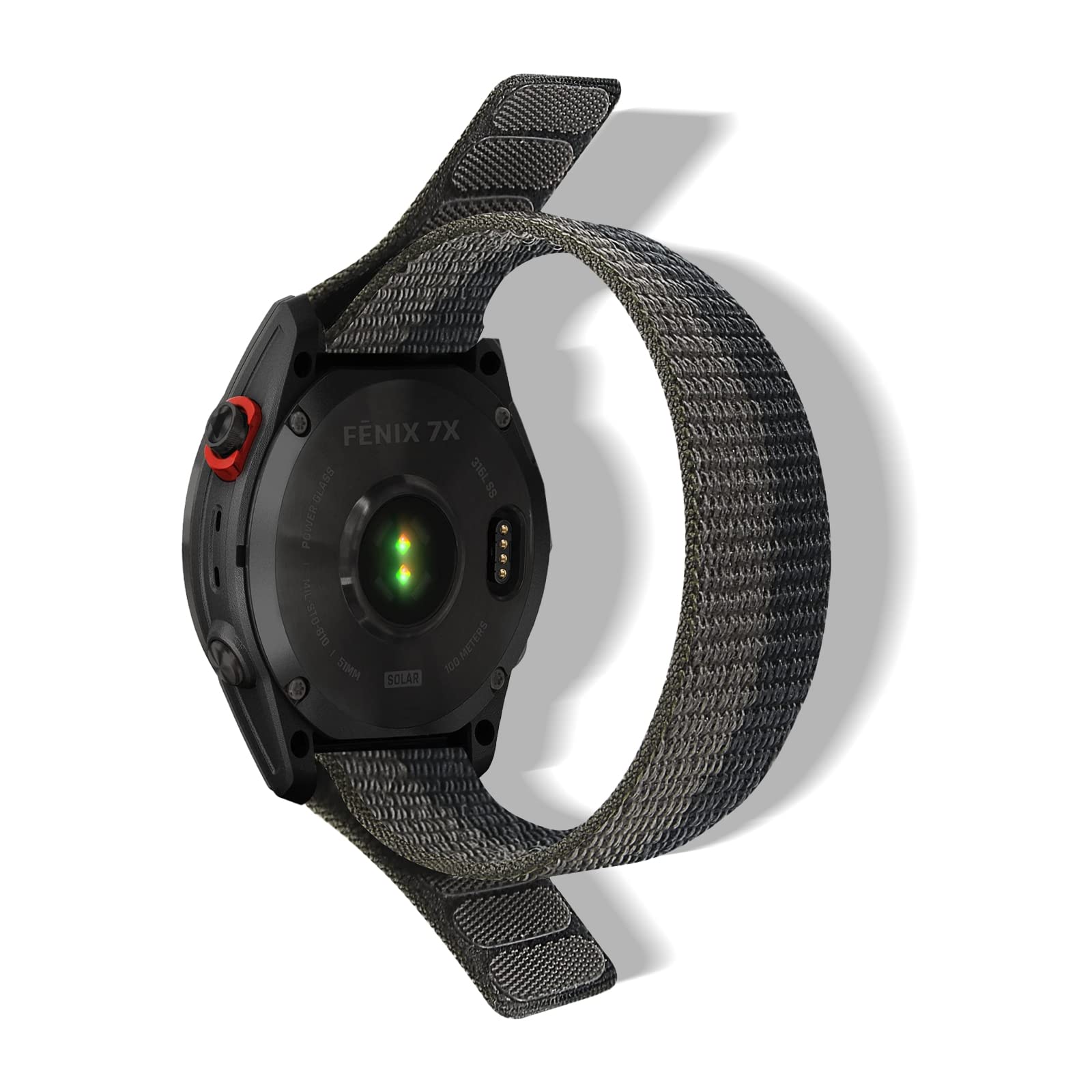 RoYiio Nylon Strap for Garmin Quatix8 51mm/Quatix 7X/6X/Tactix 8 51 mm/Tactix 7Pro Strap Comfortable Breathable Band for Fenix 8 Pro 51mm/7X Pro/6X Pro/Enduro 3/2 (QuickFit 26mm, Black Grey)