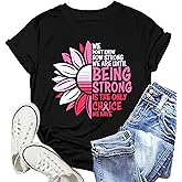 NEWKA Breast Cancer Shirts for Women Sunflower Pink Ribbons T-Shirt Breast Cancer Awareness Tee Tops