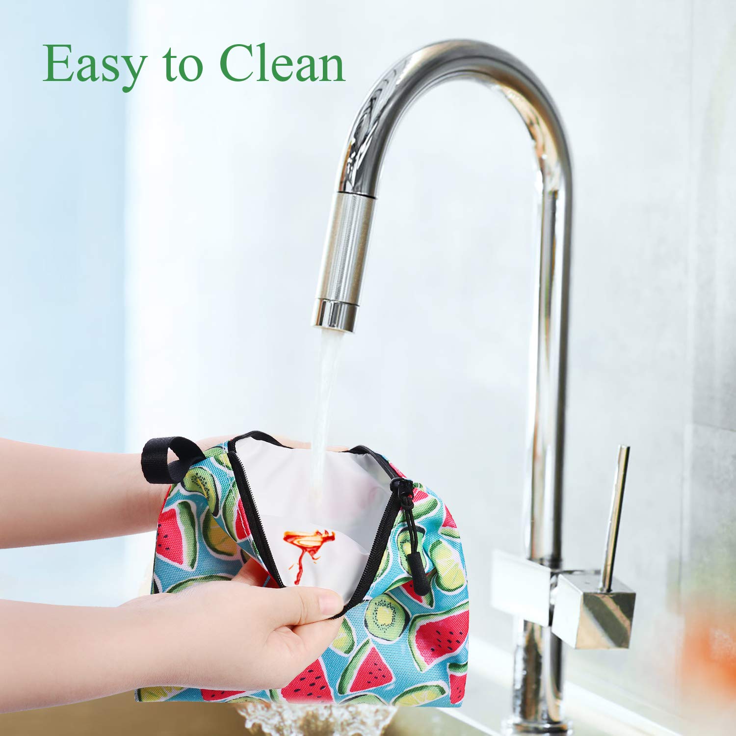 Reusable Sandwich Bags - FIRPOW 6 Pack Silicone and Food Safe Fabric Lunch Bags with Zipper, Ideal for kids Lunches, Sandwiches, Food Snacks, Make-up and Travel, Home, Organization